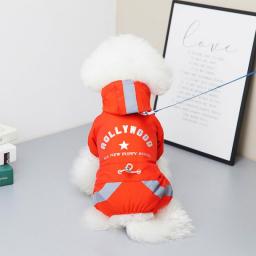 Dog Raincoat Pet Clothes Multicolor Raincoat Teddy Small and Medium Dog Clothing Puppy Clothes Can Be Hung on The Leash