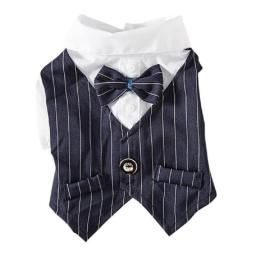 Dog Shirt Stylish Suit Pet Small Dog Clothes Bow Tie Wedding Shirt Costume Formal Tuxedo With Bow Tie Puppy Cat Bulldog Clothing