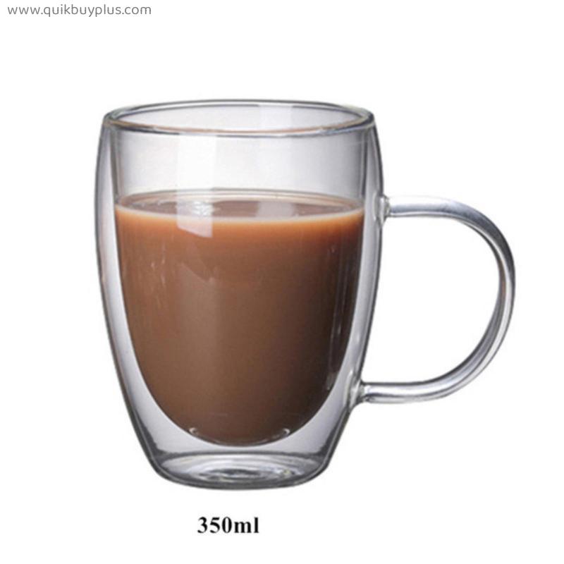 Double Wall Glass Coffee Tea Cups Heat Resistant Double Wall Coffee Mugs Transparent Lemon Mug Water Drink Cup