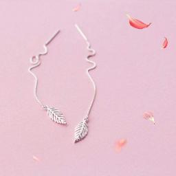 Earrings Women Studs 925 Sterling Silver Feather Palm Leaves Long Drop Earrings For Women Earrings Jewelry