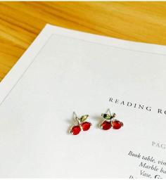 Earrings Women Studs 925 Sterling Silver Red Cherry Stud Earrings Women Earrings Jewelry Accessories