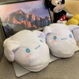 Ears Moving Cotton Slippers Warm Up Thick Female Bag Heel Cute Going Out Home Dorm Winter Couple Cute Cartoon Plush Gift Sofa TV