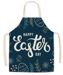 Easter Egg Rabbit Printed Linen Kitchen Apron Antifouling Sleeveless Aprons for Women Household Cleaning Cooking Accessories