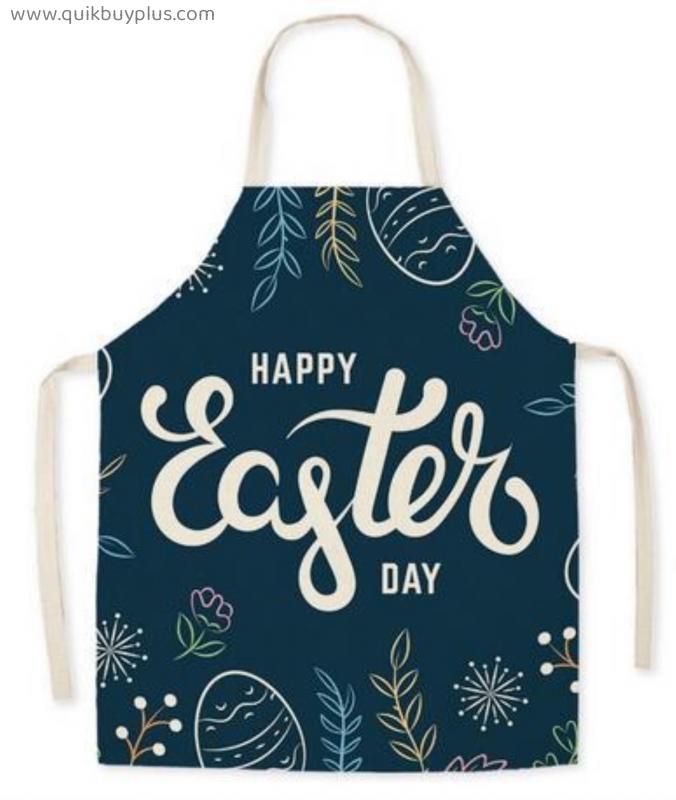 Easter Egg Rabbit Printed Linen Kitchen Apron Antifouling Sleeveless Aprons for Women Household Cleaning Cooking Accessories