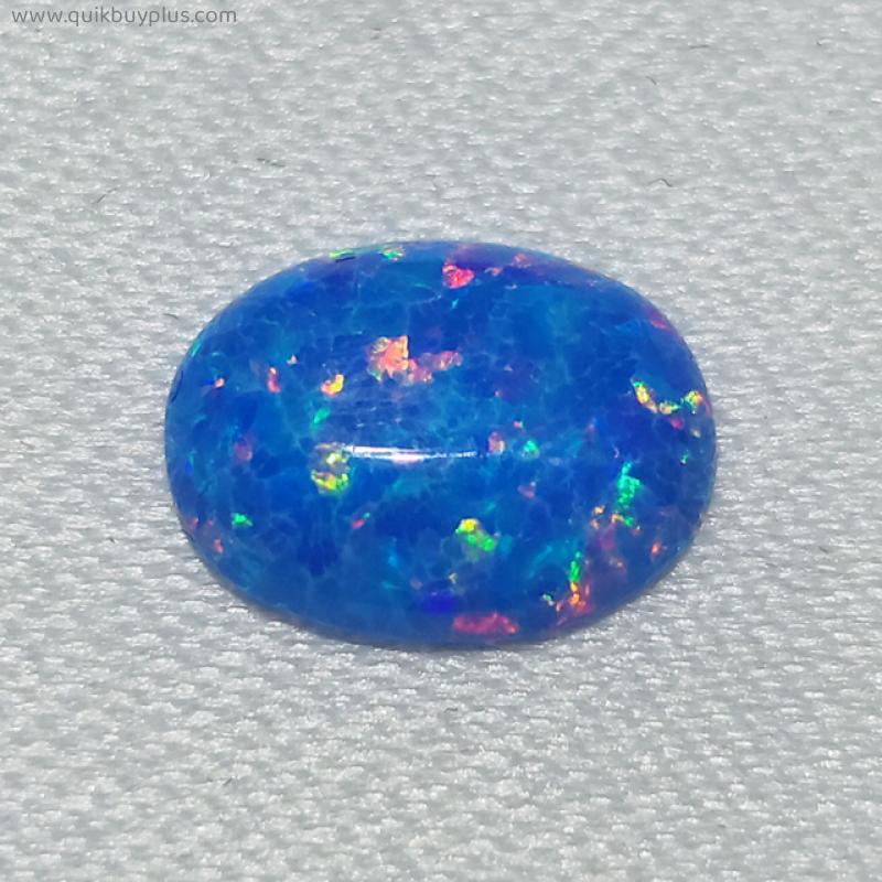 Egg Shape Opal Gemstone Oval 7x9mm Dark Blue Fire Color Opal Flatback Cabochon Beads Stone for Ring Jewelry Making Lab Created