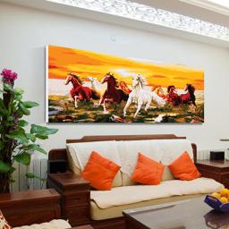 Eight horses picture DIY Painting By Numbers with animals Large Size Acrylic Paint On Canvas Modern Wall Home Decors  60x120CM