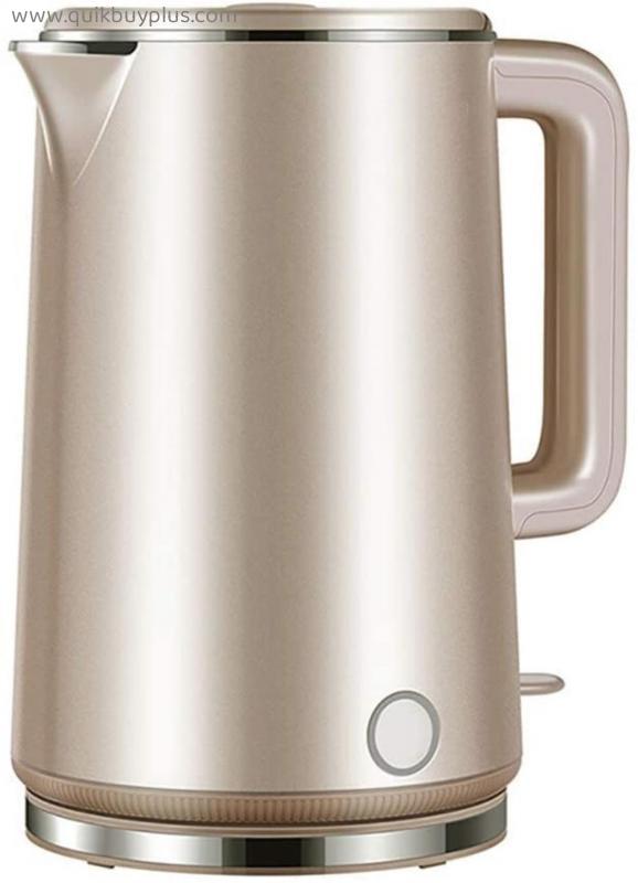 Electric Kettle, 1.7L Double Layer Cold Touch Teapot Cordless, 1800W Fast Boil Filter Kettle, Stainless Steel Interior, Auto Shut Off and Overheat Protection Bpa Free Gold