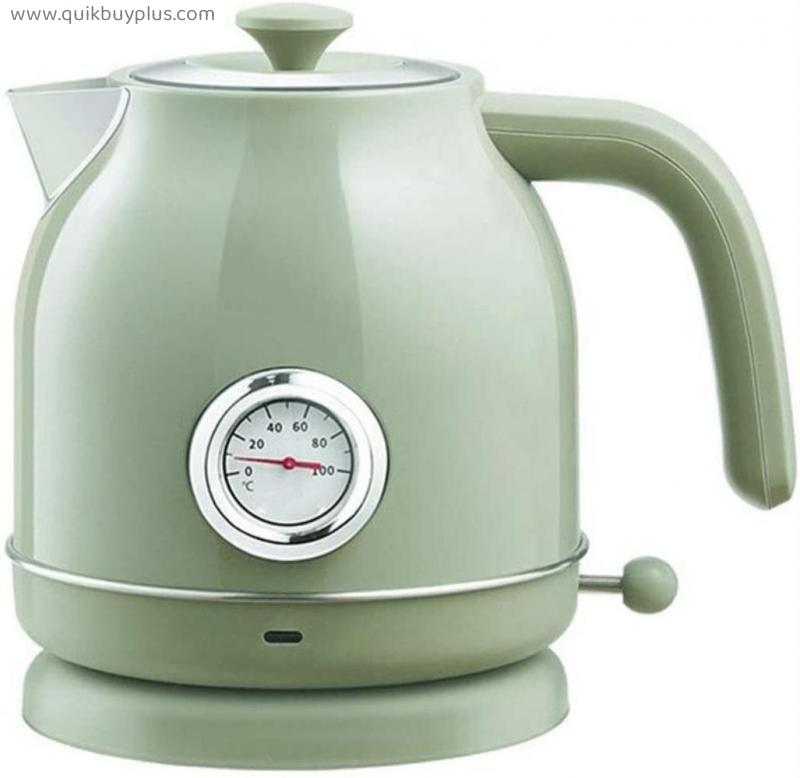 Electric Kettle, Double Wall Cold Touch Stainless Steel Kettle Fast Boiling Temperature Control Water Heater Tea Kettle 1.7 Litre Stainless Steel Water Boiler Coffee Maker, Max 1800W, Green