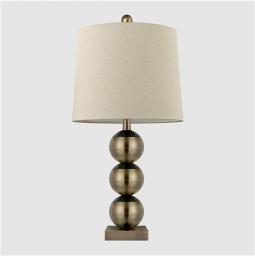 Electroplating Bronze Triple Gourd Table Lamps for Living Room Bedroom with Linen Fabric Shade Table Lamp