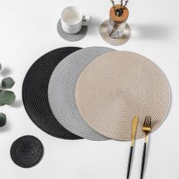 Elegant Placemats with Matching Washable Plastic Placemats for Dining Table Round Coaster Sets