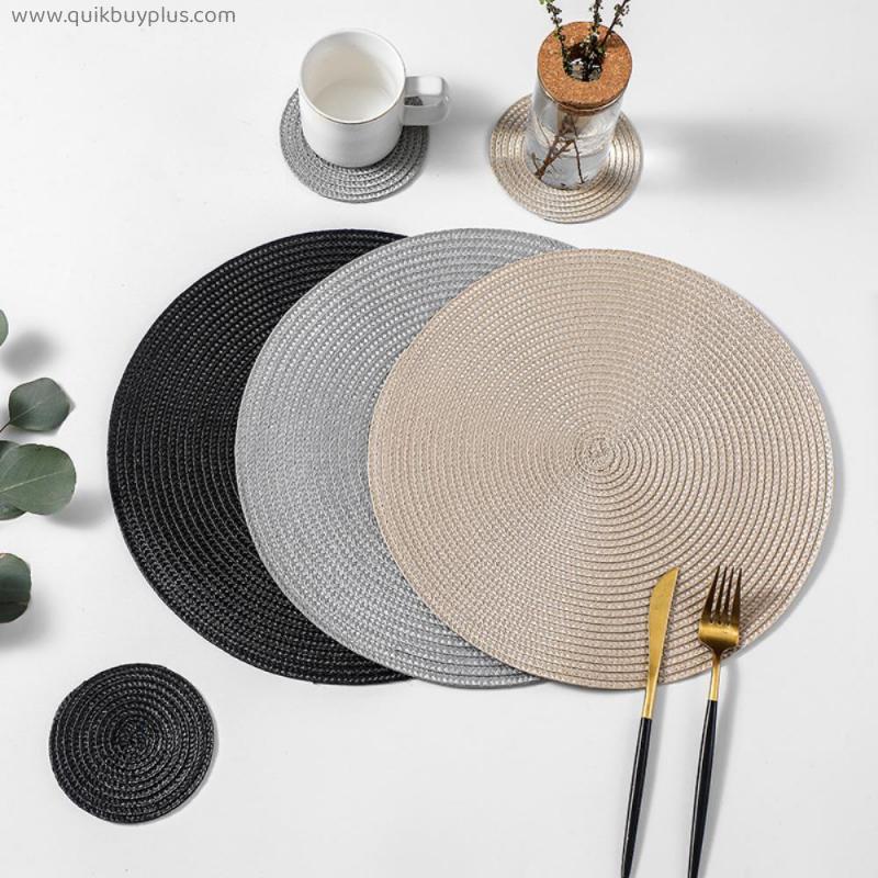 Elegant Placemats with Matching Washable Plastic Placemats for Dining Table Round Coaster Sets