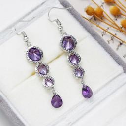 Elegant Purple Color Zircon Dangle Earrings For Women Fashion Shiny Personality Earring Wedding Party Jewelry Gifts