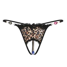 Embroidery Womens Panties Sexy Leopard Underwear Hollow Sexy Lingerie Ladies Underpants Crotchless Thongs Briefs