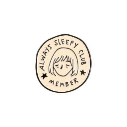 Enamel Pin Sleeping Club Round Brooch Backpack Clothes Metal Badge Lapel Pins  Cute Pins Jewelry Gift For Kids