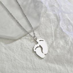 Engraving Lovely Baby Foot Necklace For Women Gold Stainless Steel Footprint Necklaces Custom Name Necklaces Mother's Day Gifts