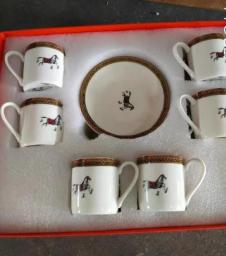 Espresso Mugs 80ml  Set of 6 , Ceramic Espresso Cups Set, Insulated Tea Coffee Mugs Double Wall Cups Dishwasher Safe