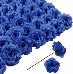 Eternal Blossom Rose Head Flowers, 50 Artificial Flowers with Stem Used for Wedding Decoration DIY Handmade Flowers Silk Fake Rose 3 Inches Rose Head and 6 Inches Stem,black