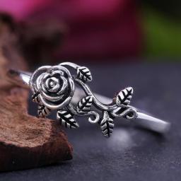 Europe And The United States Retro Black Rose-shaped Ladies Open Adjustable Ring Retro Whole Rose Ring Wholesale