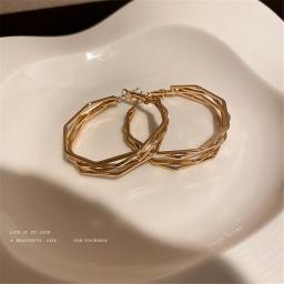 European American Retro Geometric Polygon Earrings Simple Circle Metallic Hoop Earring Cold Personality Tide Earrings Women 2022