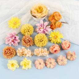 European Artificial Flowers Head For Home Decor Wedding Flower Wall Christmas Decoration DIY Hair Accessories Corsage Craft Kit