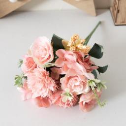 European Cuju Rose Silk Artificial Flower Wedding Bride Holding Decorative Bouquet Room Garden Desktop Arrangement Fake Flowers