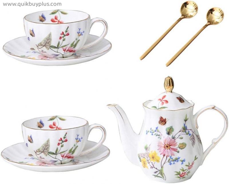 European tea set (gift box), gold-rimmed bone china coffee set, suitable for gifts/wedding/home and office