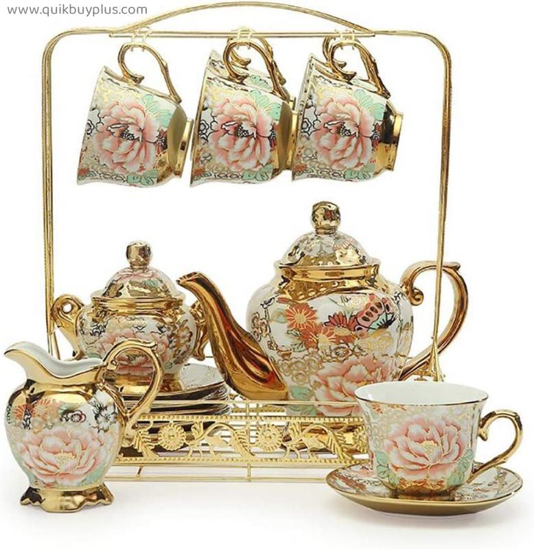 European tea set Afternoon tea set Palace style Coffee cup set English red tea cup ceramics Household 16-piece set