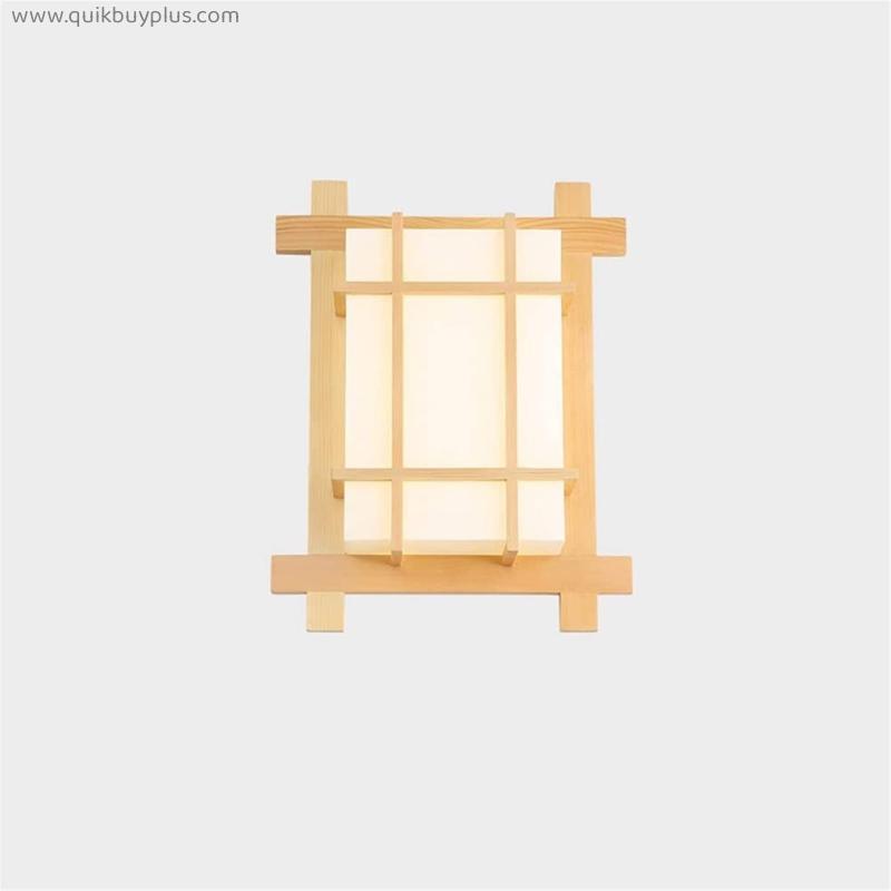 European wall light Small Semi-recessed Installation Ceiling Lamp Creative 3D Parchment Lampshade Wall Lamp Bedroom Bedside Lamp Japanese Style Solid Wood Balcony Aisle Porch LED Wooden Wall Lamp Brac