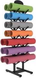 Extra Large Capacity Floor Yoga Mat Holder Stand, 7 Tier Tall Metal Foam Roller And Yoga Columns Storage Rack, Double-Sided Tree Shelf (Color : White)