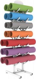 Extra Large Capacity Floor Yoga Mat Holder Stand, 7 Tier Tall Metal Foam Roller And Yoga Columns Storage Rack, Double-Sided Tree Shelf (Color : White)