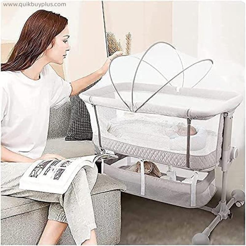 FACAIAU Baby Bed Bassinet, Bedside Sleeper Baby Bed Cribs, Newborn Baby Crib, Height Adjustable Baby Bed Attached to Parents Bed Portable Bed for Infant/Baby Boy/Baby Girl
