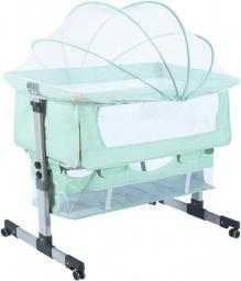 FACAIAU Bedside Sleeper Bedside Crib, Baby Bassinet 3 In 1 Travel Baby Crib Baby Bed With Breathable Net, Adjustable Portable Bed For Infant/Baby With Detachable Mosquito Net And Mattress,Green