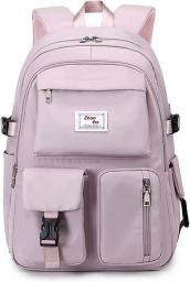 FANDARE Casual Backpack Girl School Bag Boy Daypacks Large Laptop Bag Fit 15.6 Inch Laptop College Travel Rucksack Waterproof Polyester Pink