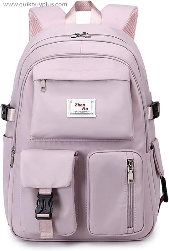 FANDARE Casual Backpack Girl School Bag Boy Daypacks Large Laptop Bag fit 15.6 inch Laptop College Travel Rucksack Waterproof Polyester Pink