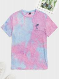 FDSUFDY Men's T-Shirts Men Tie Dye Graphic Print Tee (Color : Multicolor, Size : X-Large)