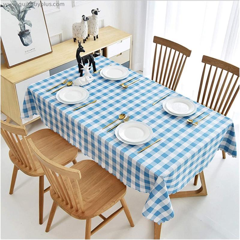 FEANG Round Tablecloth PVC Checkered Tablecloth Nordic Style Anti-scalding Coffee Table Table Mat Waterproof and Oilproof Tablecloth Tablecloths for Rectangle Tables