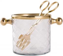 FFLJT Handmade Brass Glass ice Bucket with ice Clip Dining Table Cooler Wine Wine Rack ice Bucket Champagne can Cooler
