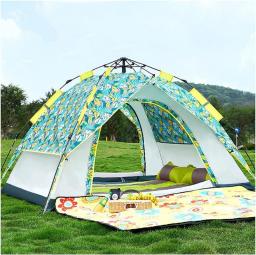 FXLYMR Tent Outdoor Camping Outing 3 in 1 Pop up Camping Tents, Bohemian Style Large 3-4 People Outdoor Tent Portable Automatic Double Layer Dome Tent Automatic Camping Tent,a,230X200X140Cm