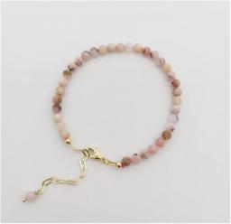 Faceted Pink Opal Bracelet Gemstone Delicate Adjustable Natural Stones Women Bracelet (Gem Color : Adjustable, Metal Color : 14K Gold Filled)