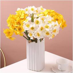 Fake flower Daffodil Simulation Flower Plastic Artificial Flower Silk Flower Home Living Room Dining Table Decoration Study Room Office Artificial Flower Decoration Artificial plant ( Color : B )