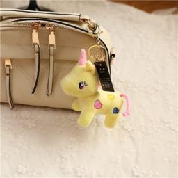 Fancy&Fantasy Trendy Cute Animal Unicorn Key Chain Women Plush Horse Doll Heart Keychain Bag Charms Accessories