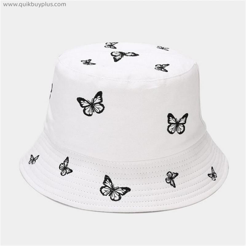 Fashion Butterfly Double Sided Autumn Summer Bucket Hat Foldable Sun Hat Cap Hip Hop Fishing Cap Outdoor Hat