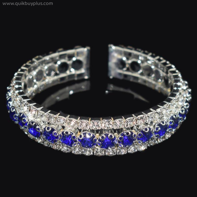 Fashion Crystal Bangles Red Blue Rhinestone Cuff bracelets for women Bracelets & Bangles Wedding Bridal Jewelry Girl Gifts