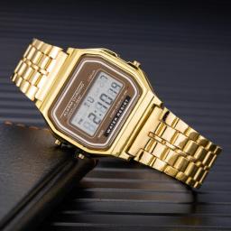 Fashion Digital Men Watches Luxury Stainless Steel Link Bracelet Wrist Watch Band Business Electronic Male Clock
