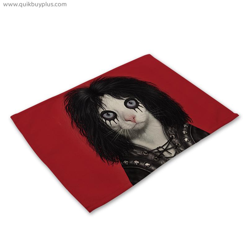 Fashion Dress Up Dog Print Anti-Slip Anti-Fouling Kitchen Table Placemat Placemats Insulation Pads Easy to Clean