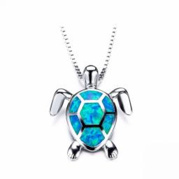 Fashion Filled Green Fire Opal Turtles Necklaces & Pendants Animal Jewelry Women Gifts