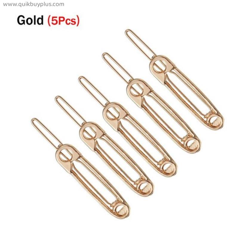 Fashion Gold Silver Hair Clips For Women Girl Chic Safety Hairpins Brooch Pin Shape Barrettes Stylish Hair Accessories Jewelry