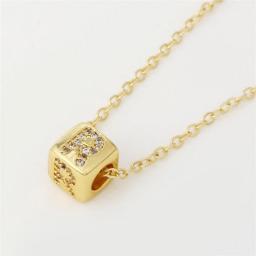 Fashion Initial DIY Dice Letter Name Pendant Necklace Copper Inlaid Zircon Alphabet 26 A-Z Lucky gold sweater clavicle chain necklace Jewelry Gifts Accessories for Women Girls