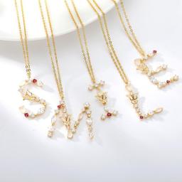 Fashion Initial Letter Name Pendant Necklace 14K Gold  Plated Colorful Cubic Zirconia Alphabet 26 A-Z Gold Butterfly Clavicle Sweater Chain Jewelry Gifts Accessories For Women Girls Students