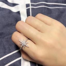 Fashion Irregular Six-pointed Star Shape Crystal Zircon Open Ring For Women Party Adjustable Rings Jewelry Girls Accessories